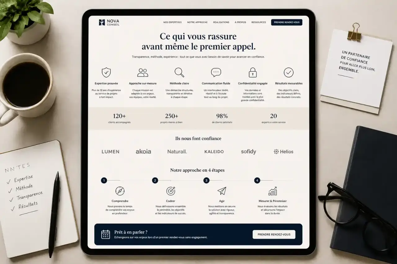 Site web cabinet de conseil : ce qui rassure un prospect avant même le premier appel