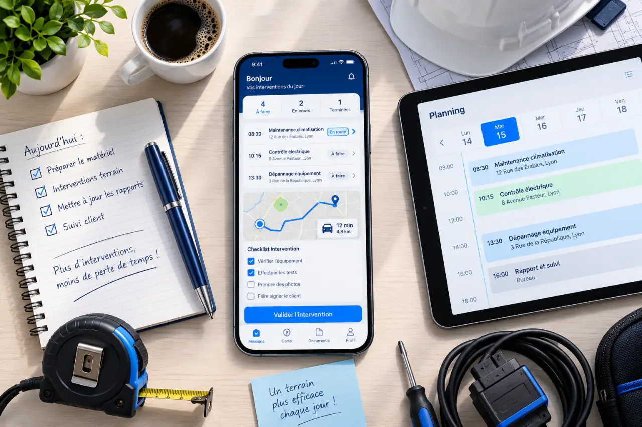 Application mobile technicien : gagner du temps sur le terrain sans perdre le fil des interventions