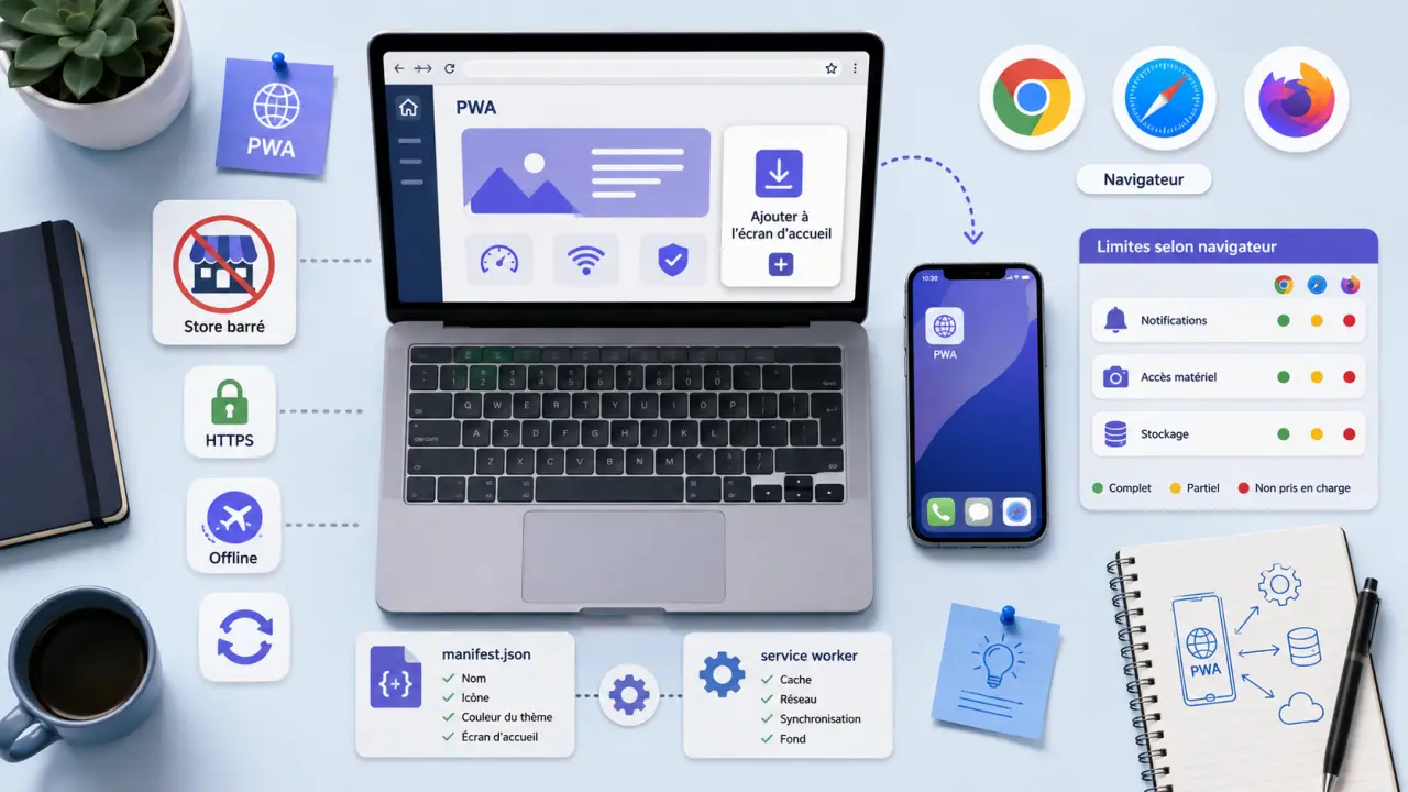 Progressive web app : pourquoi elle s’installe sans store, mais reste limitée selon le navigateur