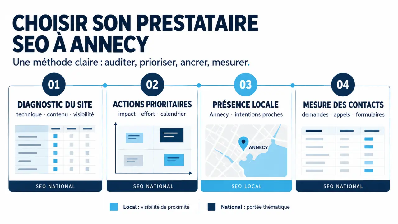 Référencement naturel Annecy : étapes pour choisir un prestataire SEO et mesurer les résultats