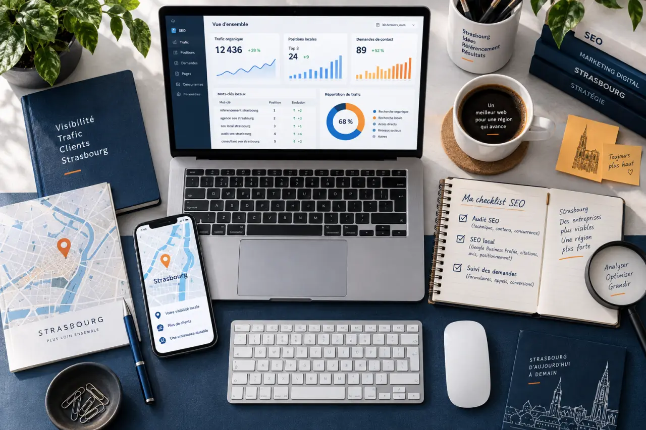 Référenceur à Strasbourg : audit, SEO local et suivi des demandes