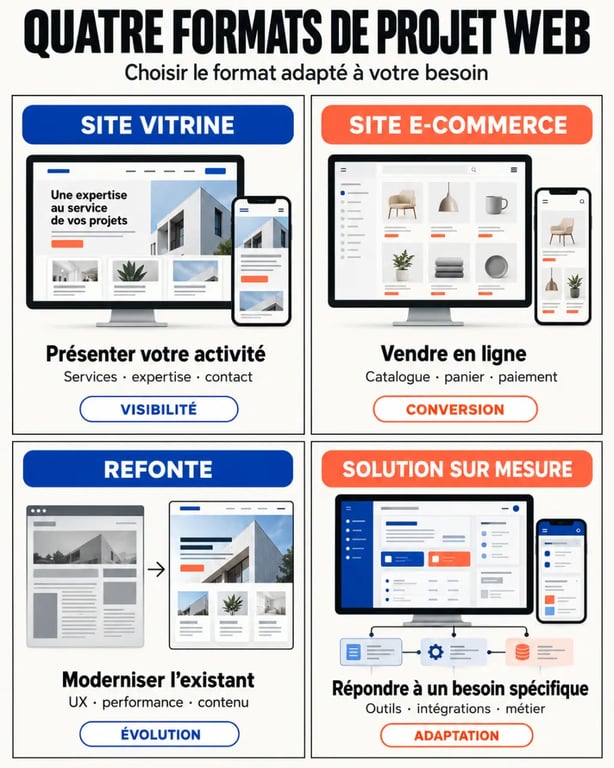 Création site internet La Crau : comparaison des formats vitrine, e-commerce, refonte et sur mesure
