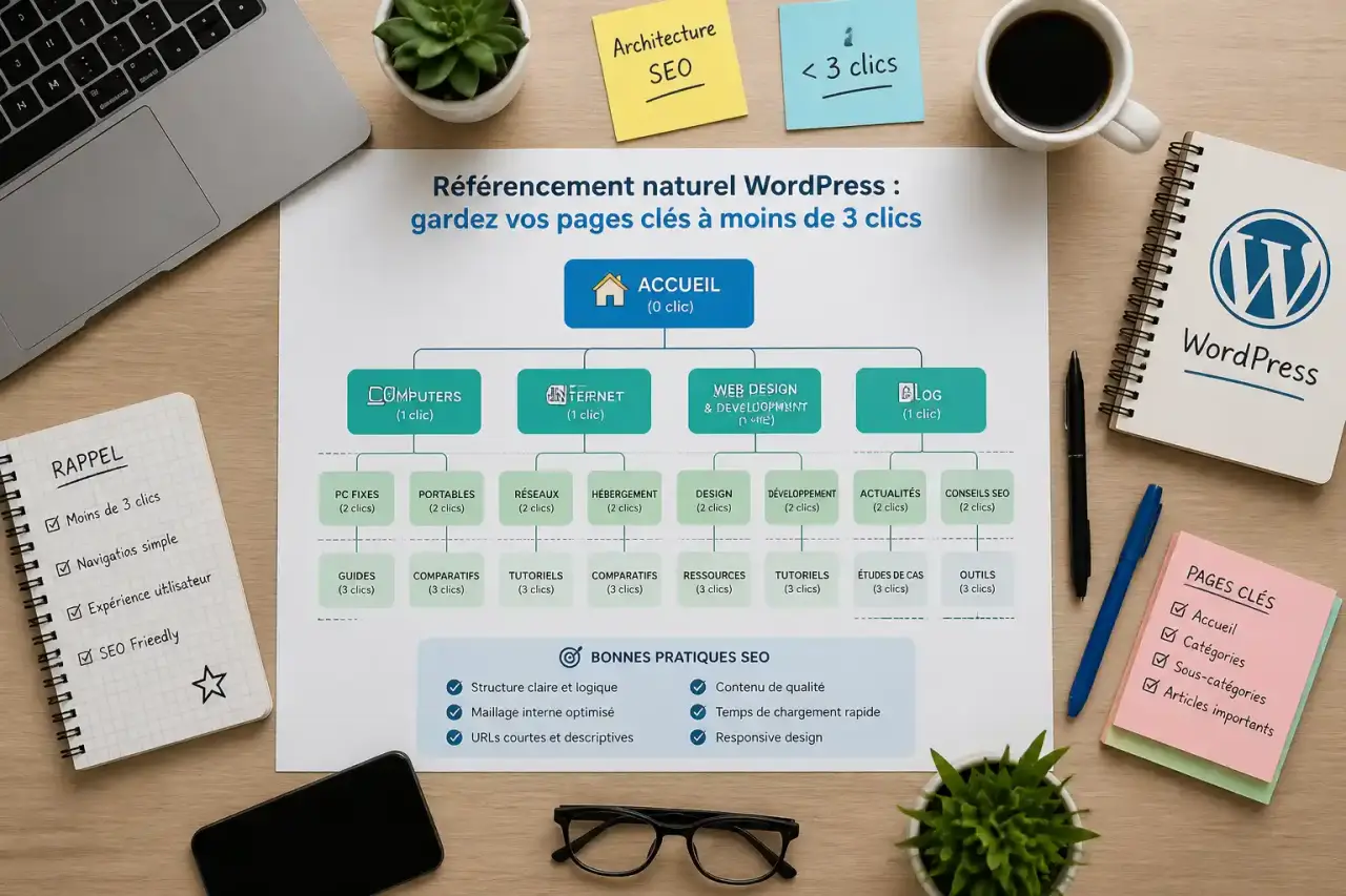 Référencement naturel WordPress : gardez vos pages clés à moins de 3 clics